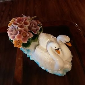 Porcelain swan centerpiece